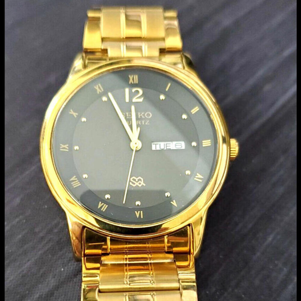 SQ23 Gold Black‎ Dial New Miyota Mvt & Batt Men's 41mm Watch - Picture 5 of 12